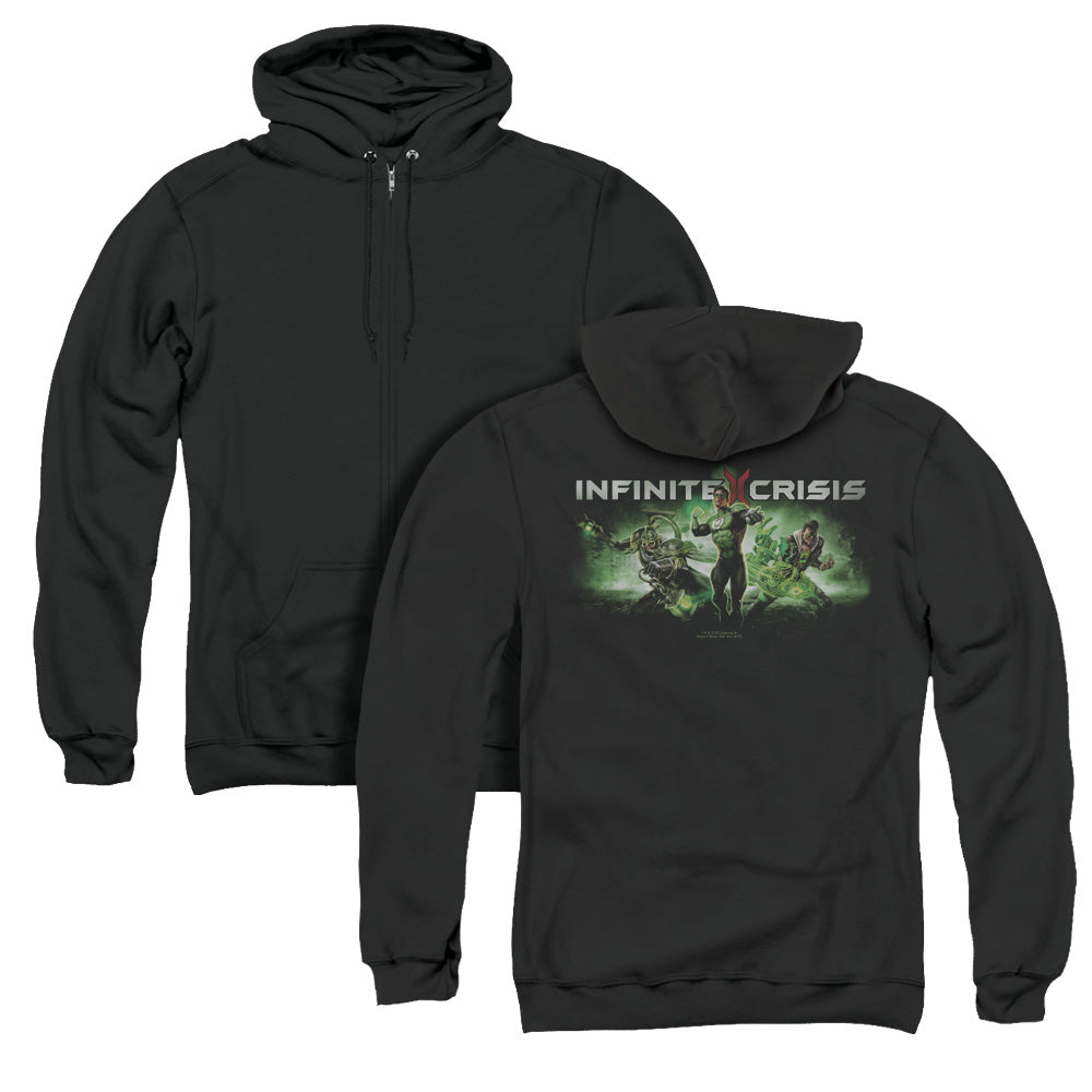 Infinite Crisis Ic Green Back Print Zipper Mens Hoodie Black