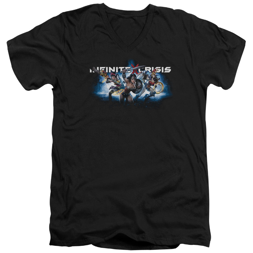 Infinite Crisis Ic Blue Mens Slim Fit V-Neck T Shirt Black