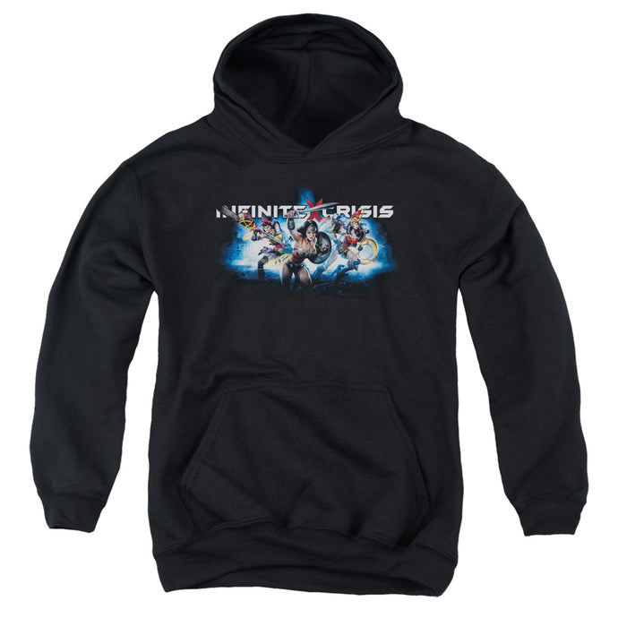 Infinite Crisis Ic Blue Kids Youth Hoodie Black