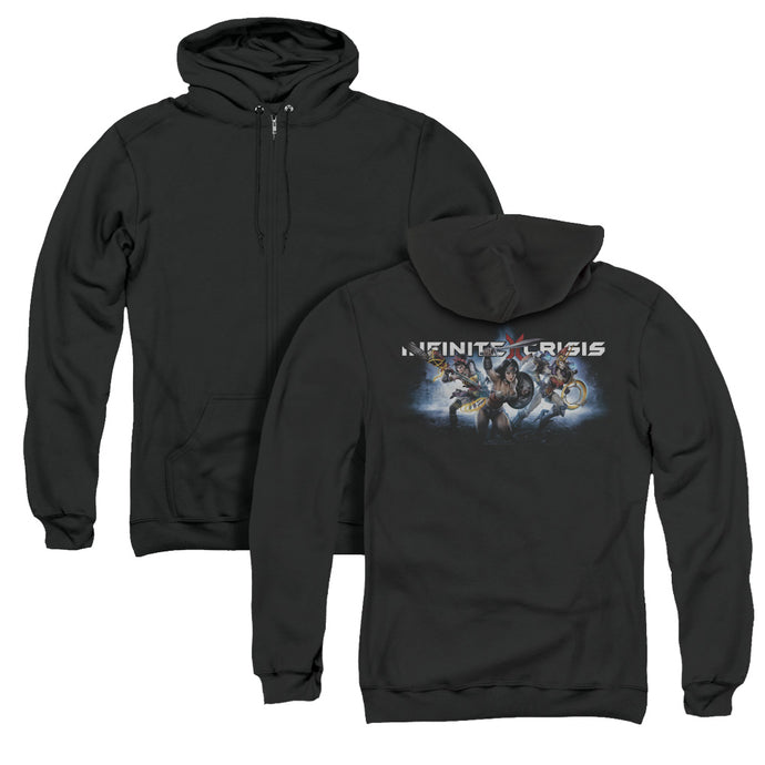 Infinite Crisis Ic Blue Back Print Zipper Mens Hoodie Black