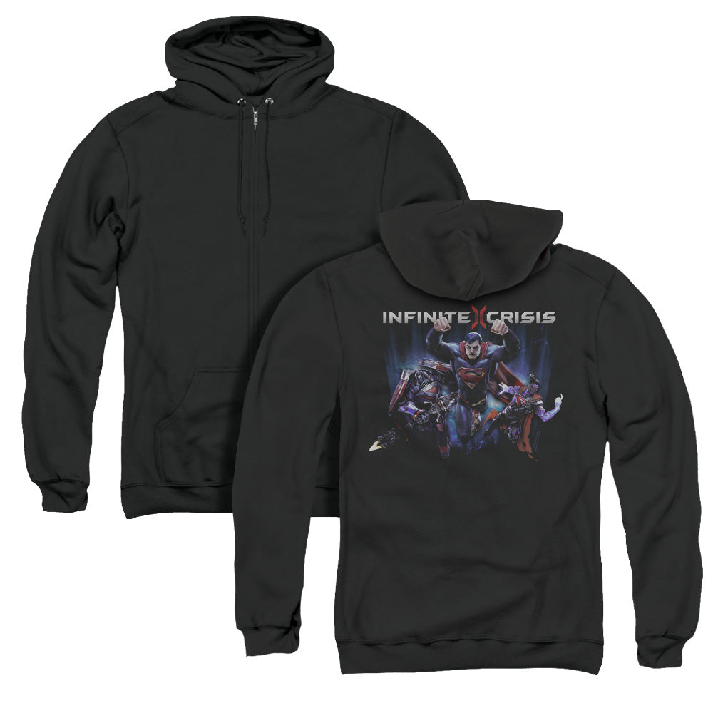 Infinite Crisis Ic Super Back Print Zipper Mens Hoodie Black