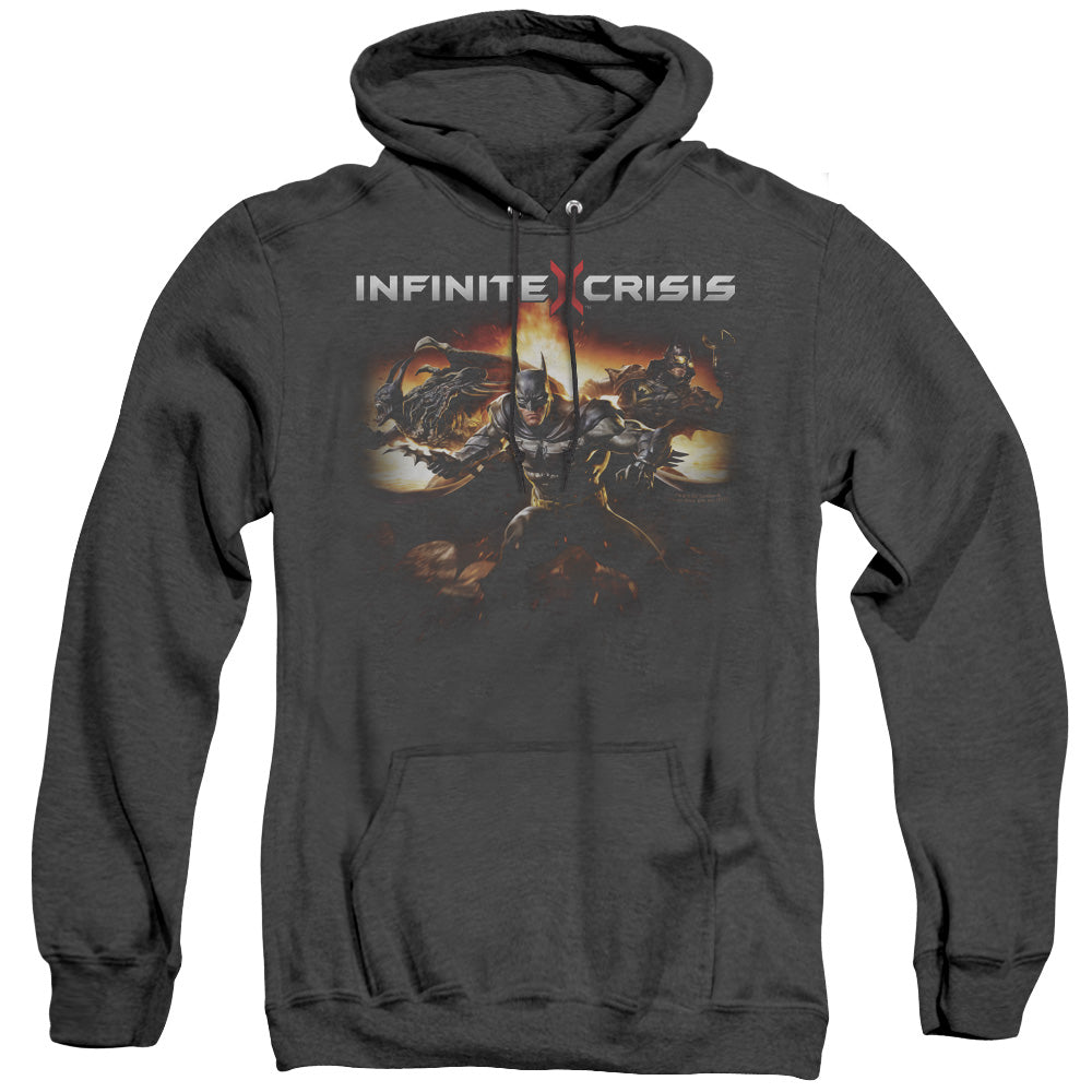 Infinite Crisis Batmen Mens Heather Hoodie Black Officially Licensed
