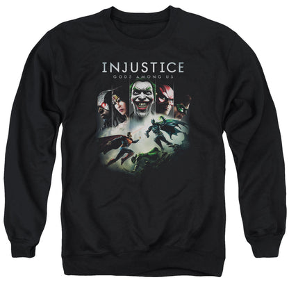 Injustice Gods Among Us Key Art Mens Crewneck Sweatshirt Black