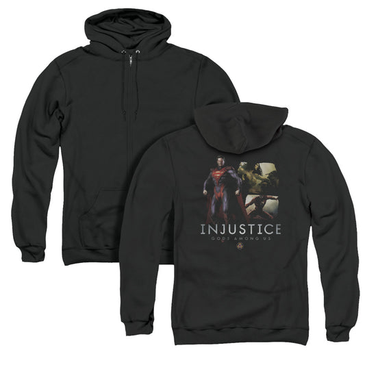 Injustice Gods Among Us Supermans Revenge Back Print Zipper Mens Hoodie Black