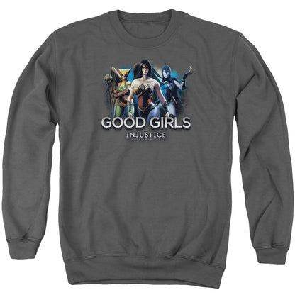 Injustice Gods Among Us Good Girls Mens Crewneck Sweatshirt Charcoal