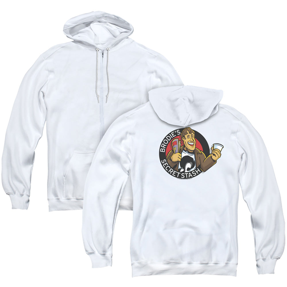 Jay and Silent Bob Secret Stash Back Print Zipper Mens Hoodie White