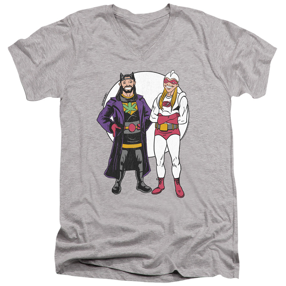 Jay and Silent Bob Bob Kane Cover Mens Slim Fit V-Neck T Shirt Athletic Heather