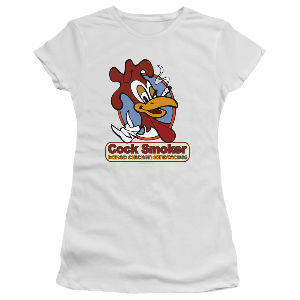 Jay and Silent Bob Cock Smoker Junior Sheer Cap Sleeve Womens T Shirt White