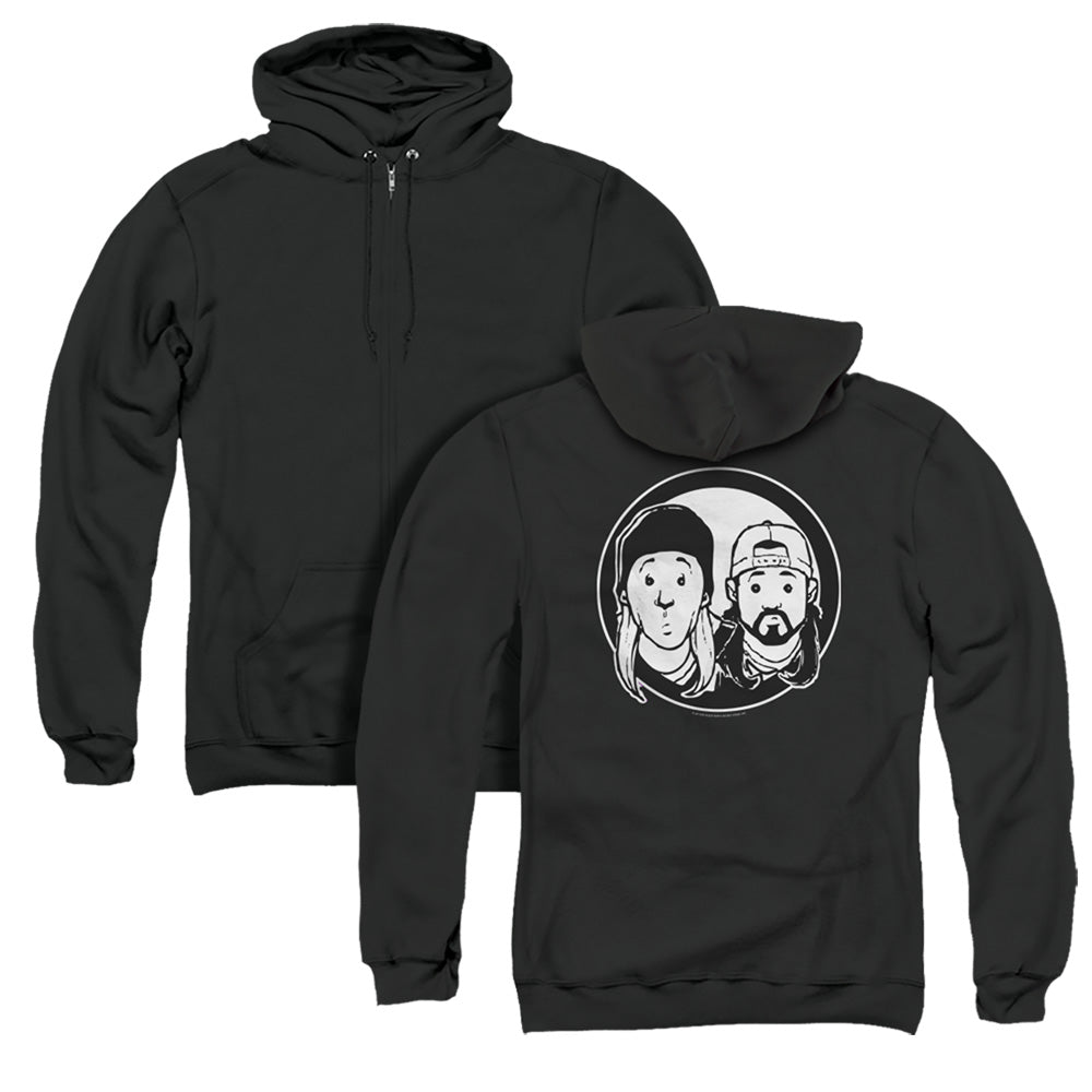 Jay and Silent Bob Just Jay and Silent Bob Back Print Zipper Mens Hoodie Black