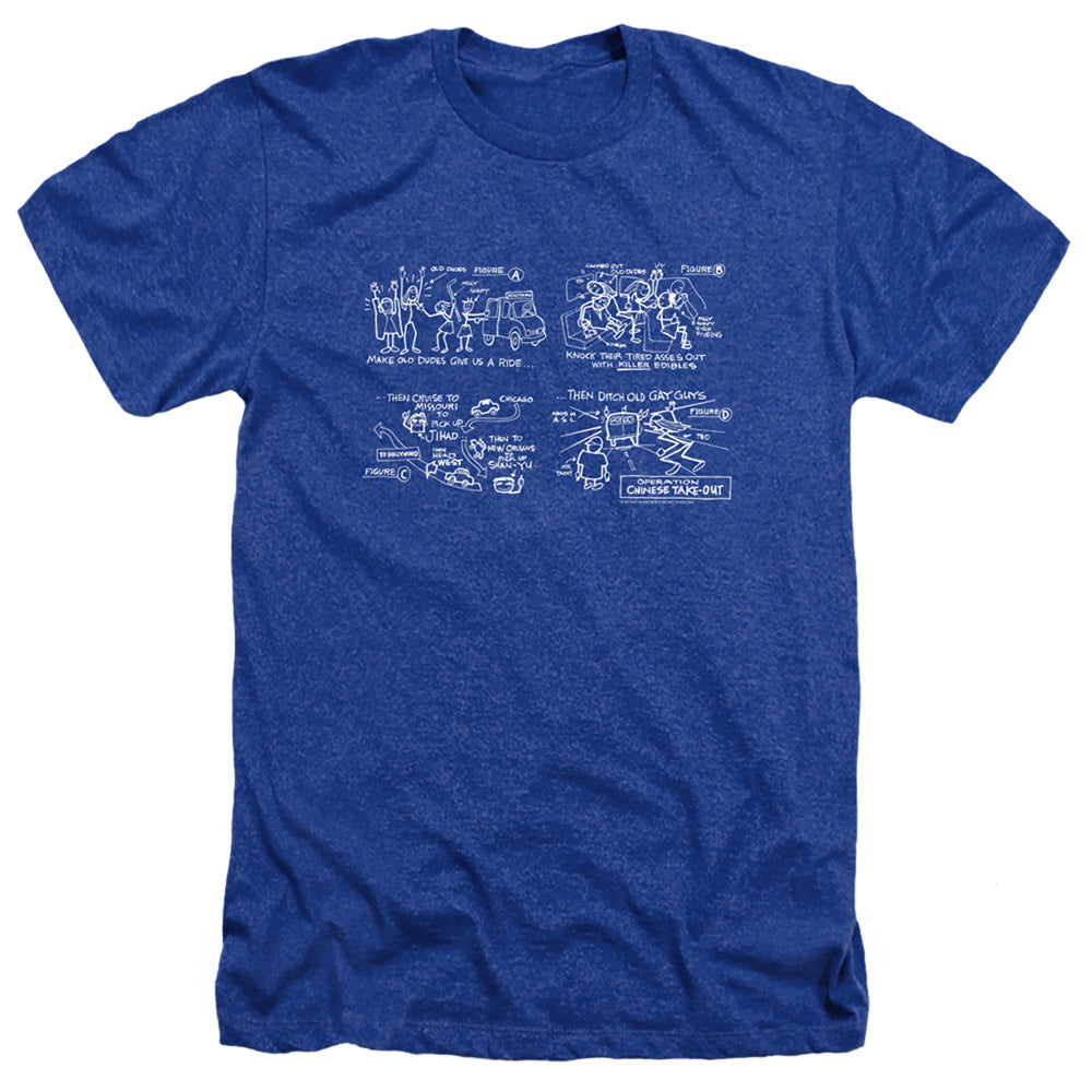 Jay and Silent Bob Chinese Take Out Heather Mens T Shirt Royal Blue