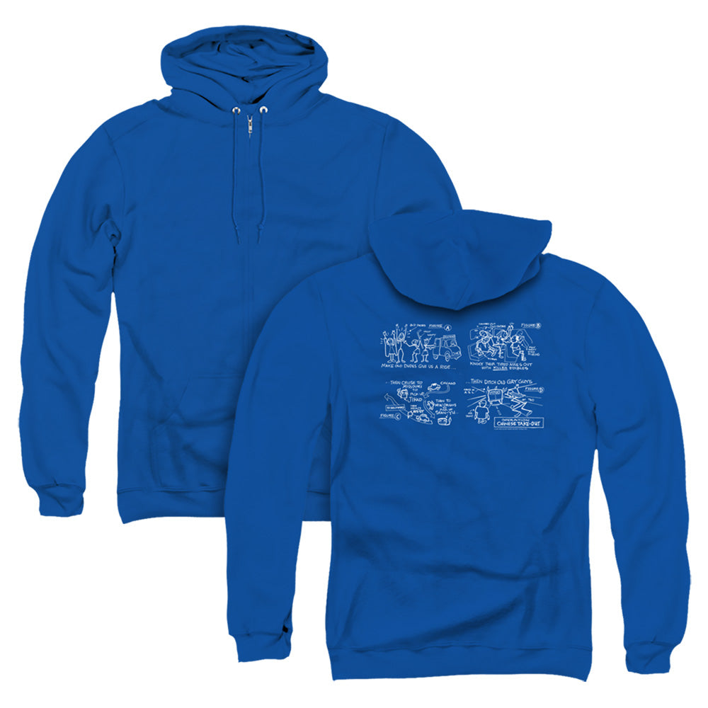 Jay and Silent Bob Chinese Take Out Back Print Zipper Mens Hoodie Royal