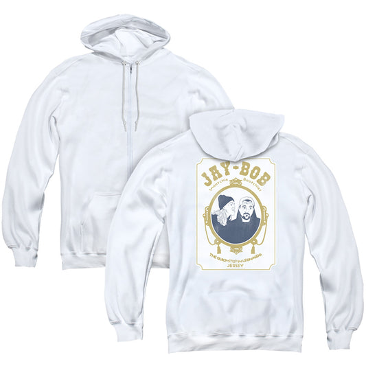 Jay and Silent Bob Jay Bob Back Print Zipper Mens Hoodie White