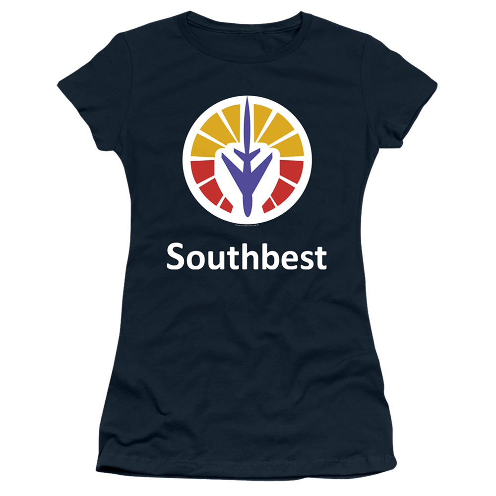 Jay and Silent Bob South Best Junior Sheer Cap Sleeve Womens T Shirt Navy Blue