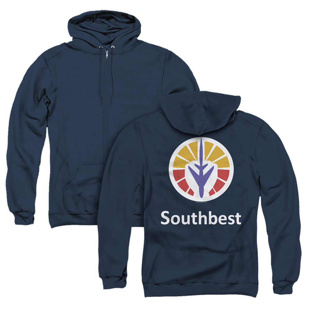 Jay and Silent Bob South Best Back Print Zipper Mens Hoodie Navy Blue