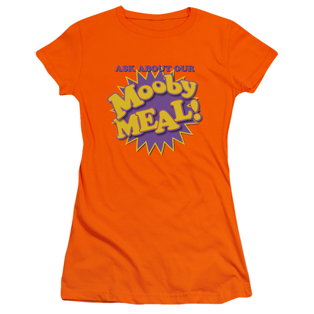 Jay and Silent Bob Mooby Meal Junior Sheer Cap Sleeve Womens T Shirt Orange