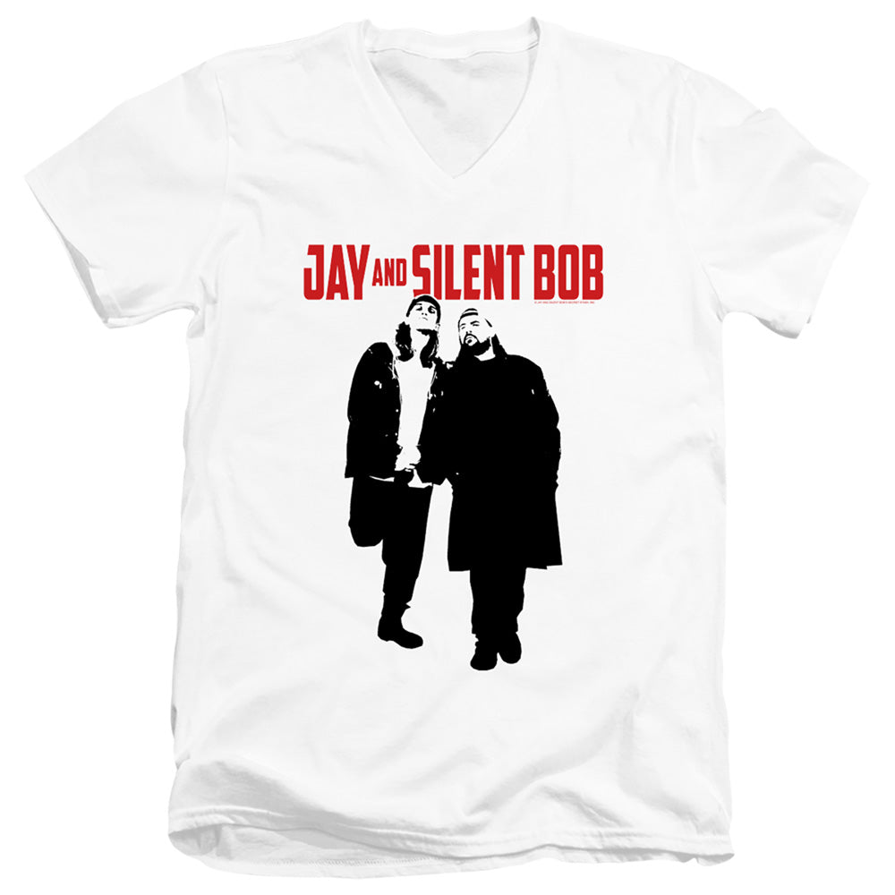 Jay and Silent Bob Graffiti Mens Slim Fit V-Neck T Shirt White