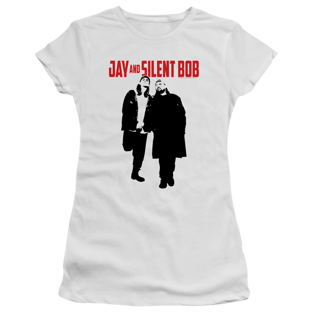 Jay and Silent Bob Graffiti Junior Sheer Cap Sleeve Womens T Shirt White