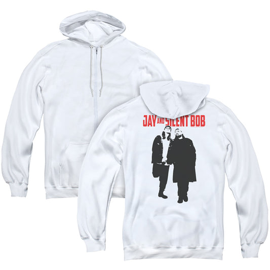 Jay and Silent Bob Graffiti Back Print Zipper Mens Hoodie White