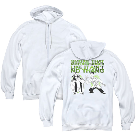 Jay and Silent Bob Oke Back Print Zipper Mens Hoodie White