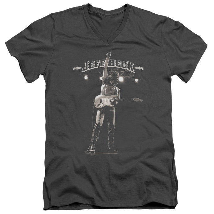 Jeff Beck Guitar God Mens Slim Fit V-Neck T Shirt Charcoal