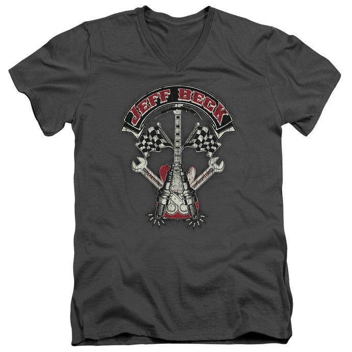 Jeff Beck Beckabilly Guitar Mens Slim Fit V-Neck T Shirt Charcoal