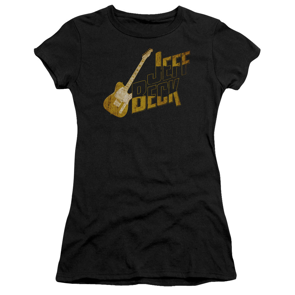 Jeff Beck That Yellow Guitar Junior Sheer Cap Sleeve Womens T Shirt Black