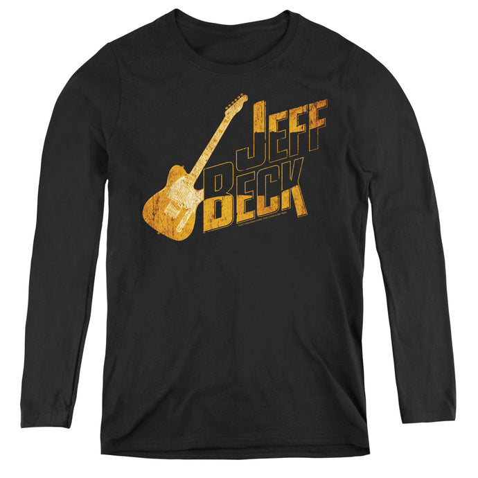 Jeff Beck That Yellow Guitar Womens Long Sleeve Shirt Black