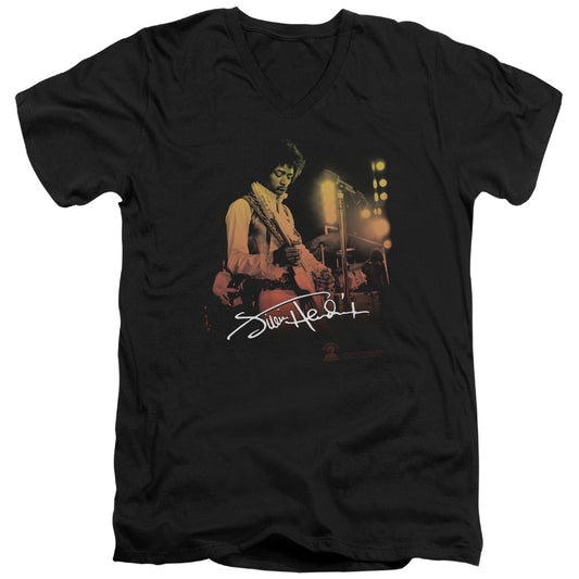 Jimi Hendrix Live On Stage Mens Slim Fit V-Neck T Shirt Black