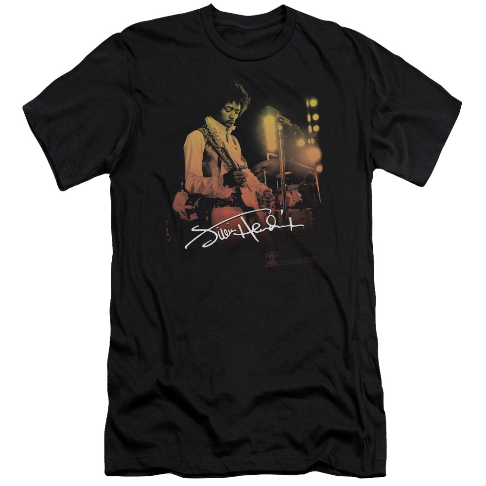 Jimi Hendrix Live On Stage Premium Bella Canvas Slim Fit Mens T Shirt Black