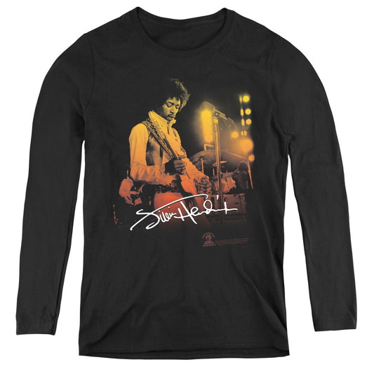 Jimi Hendrix Live On Stage Womens Long Sleeve Shirt Black