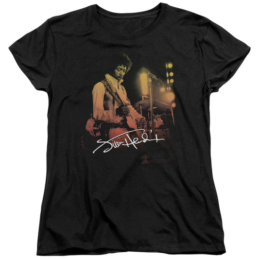 Jimi Hendrix Live On Stage Womens T Shirt Black