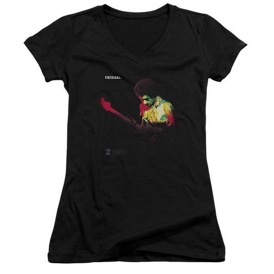 Jimi Hendrix Band Of Gypsys Junior Sheer Cap Sleeve V-Neck Womens T Shirt Black