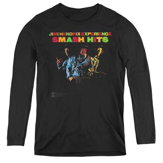 Jimi Hendrix Smash Hits Womens Long Sleeve Shirt Black