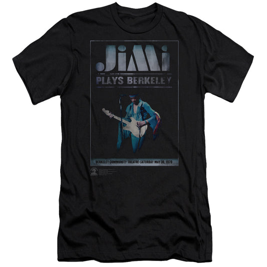 Jimi Hendrix Jimi Plays Poster Premium Bella Canvas Slim Fit Mens T Shirt Black