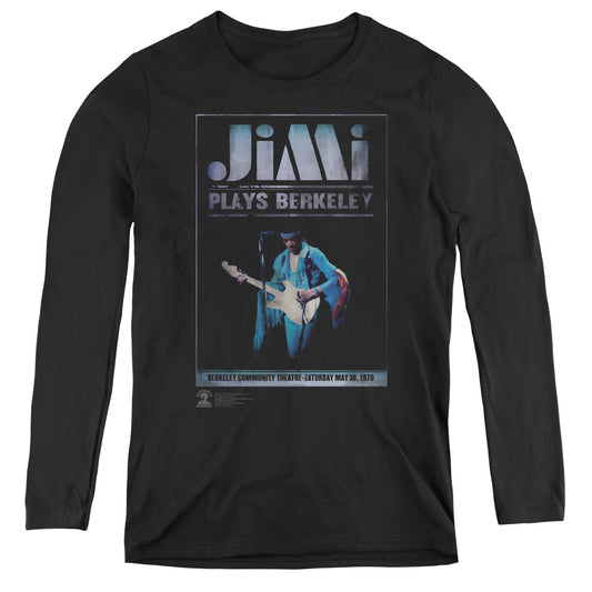 Jimi Hendrix Jimi Plays Poster Womens Long Sleeve Shirt Black