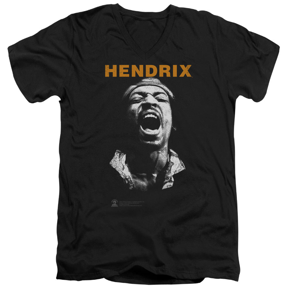Jimi Hendrix Listen Mens Slim Fit V-Neck T Shirt Black