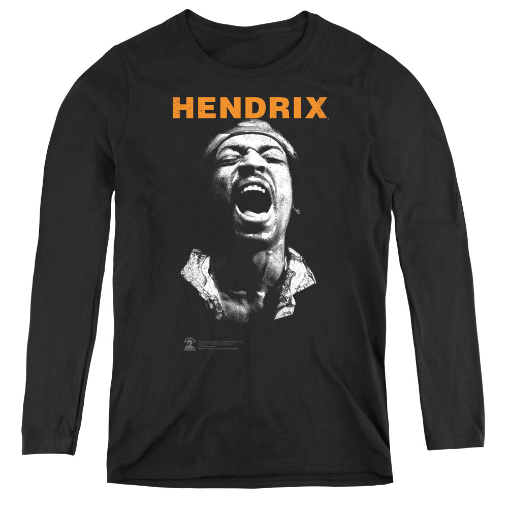 Jimi Hendrix Listen Womens Long Sleeve Shirt Black