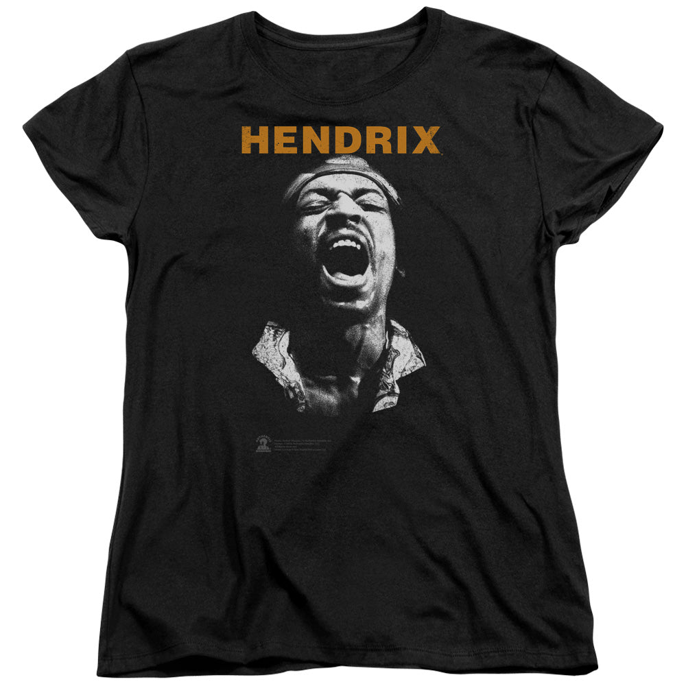 Jimi Hendrix Listen Womens T Shirt Black