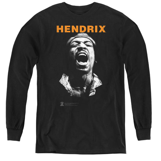 Jimi Hendrix Listen Long Sleeve Kids Youth T Shirt Black