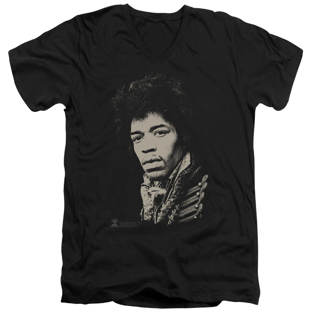 Jimi Hendrix Classic Jimi Mens Slim Fit V-Neck T Shirt Black