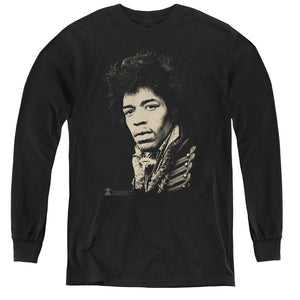 Jimi Hendrix Classic Jimi Long Sleeve Kids Youth T Shirt Black