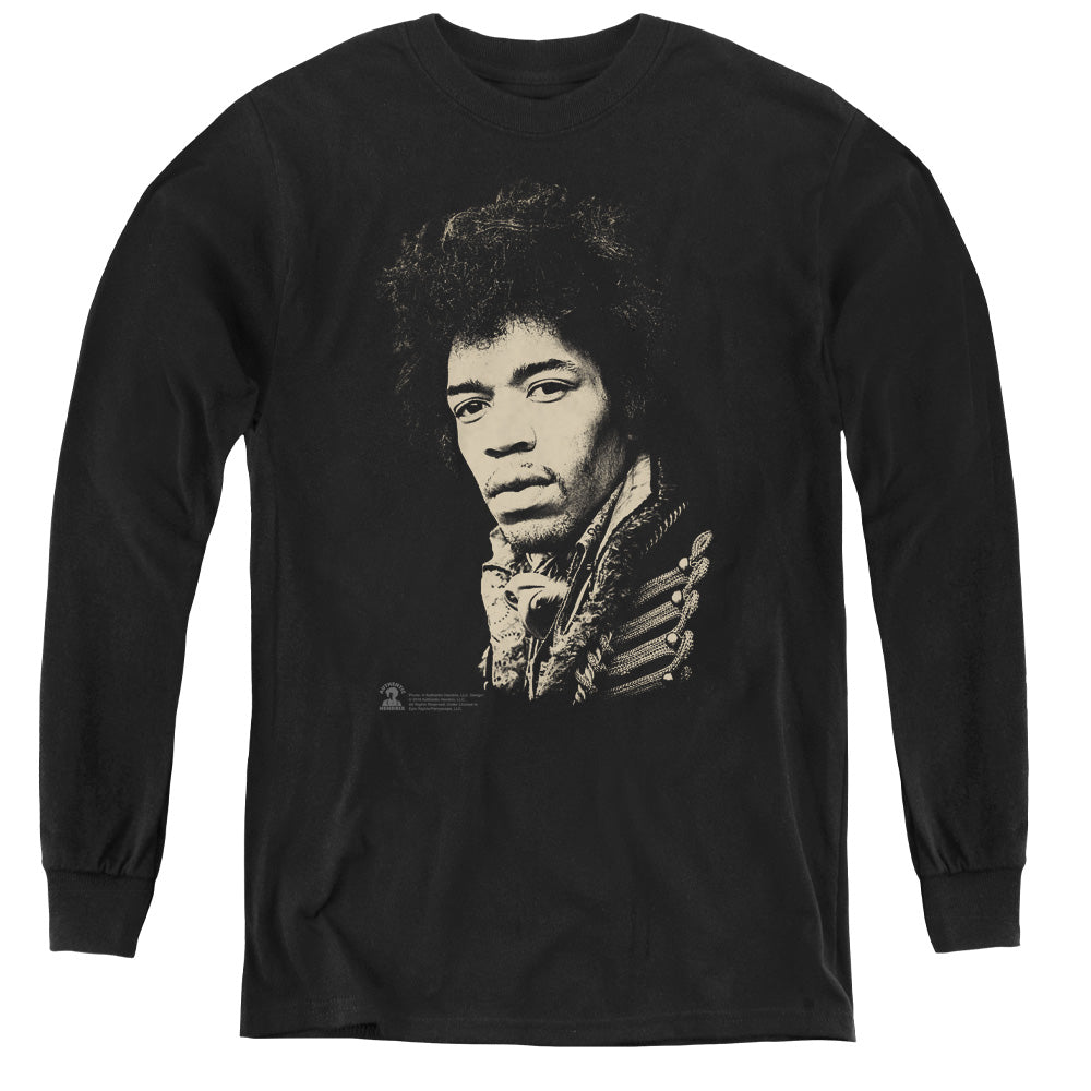 Jimi Hendrix Classic Jimi Long Sleeve Kids Youth T Shirt Black