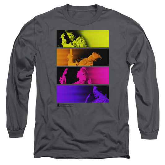 Jimi Hendrix Electric Blocks Mens Long Sleeve Shirt Charcoal