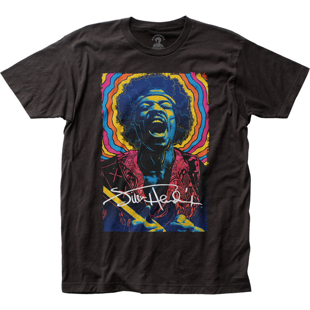 Jimi Hendrix Rainbow Drawing Mens T Shirt Black