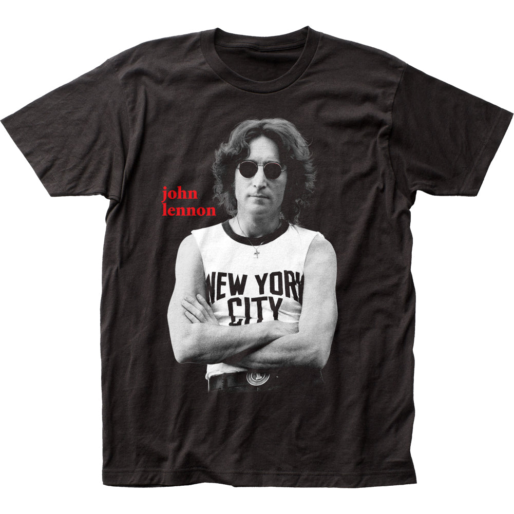 John Lennon NYC B&W Mens T Shirt Black