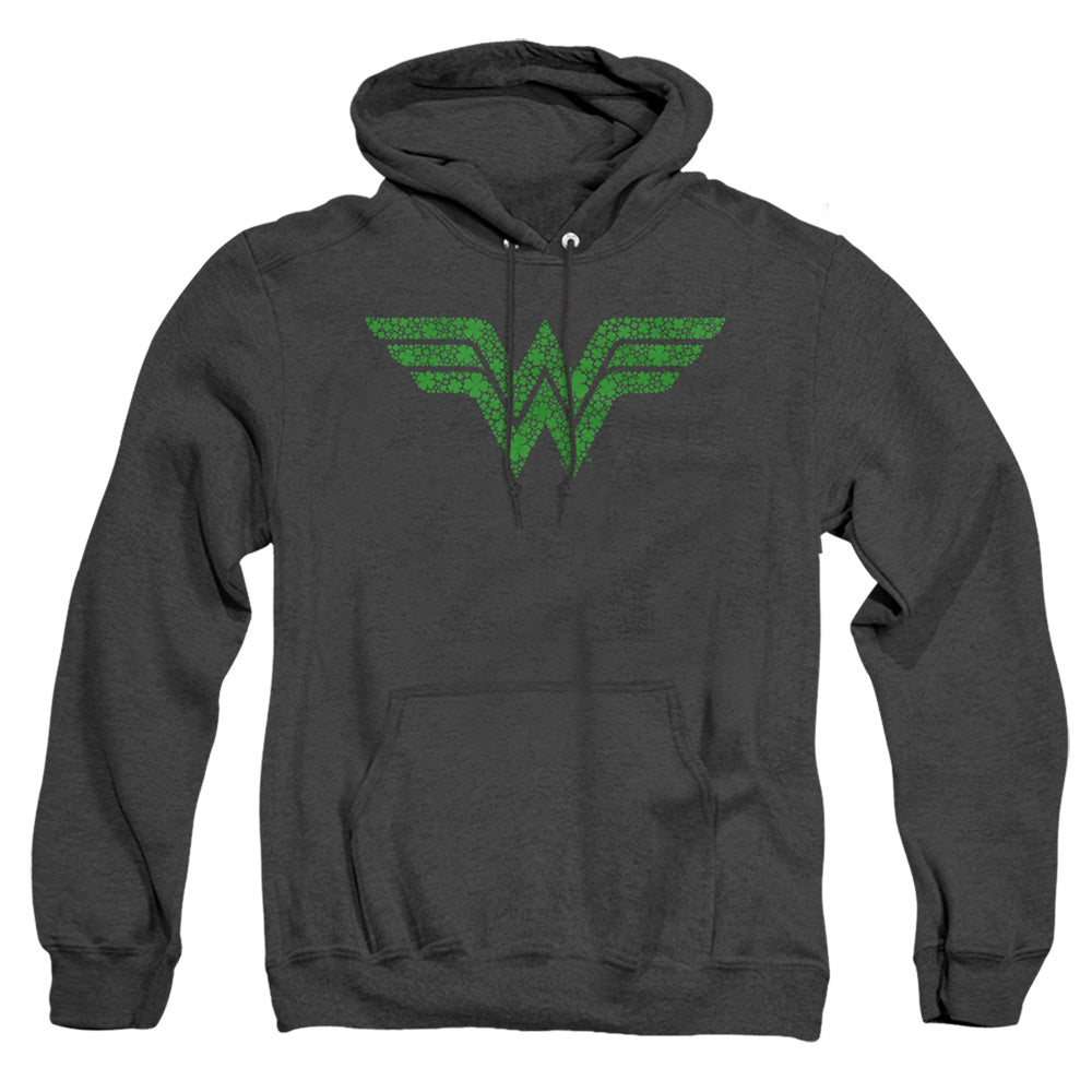 Wonder Woman St. Patrick'S Day Shamrock Logo Mens Heather Hoodie Black