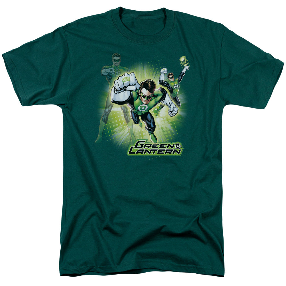Justice League Lantern Burst Mens T Shirt Hunter Green