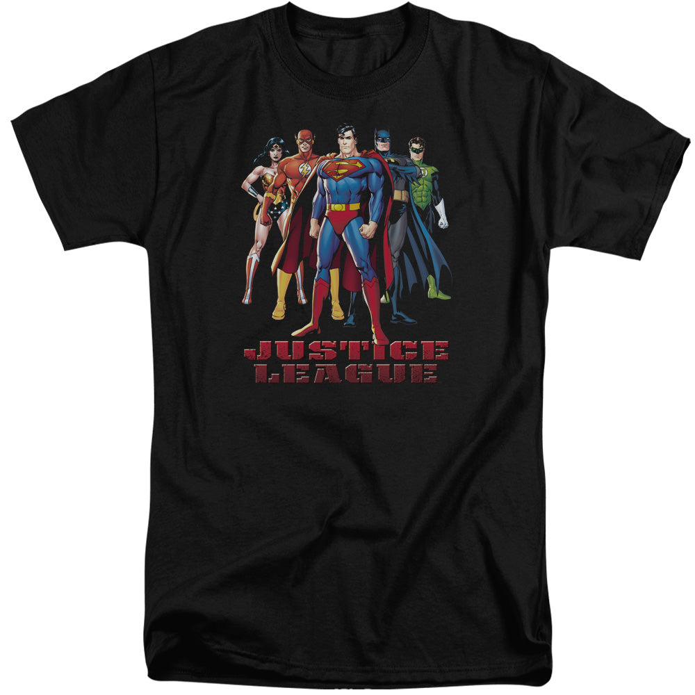 Justice League in League Mens Tall T Shirt Black