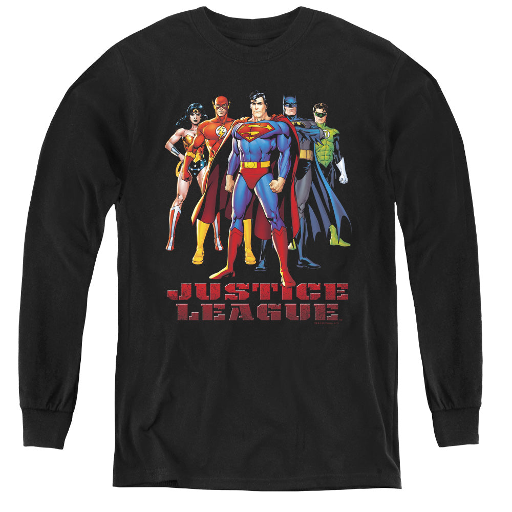 Justice League in League Long Sleeve Kids Youth T Shirt Black