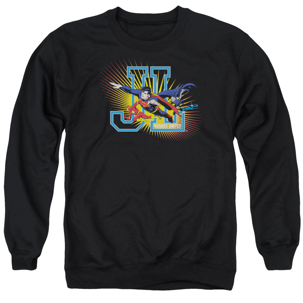 Justice League Heroes United Mens Crewneck Sweatshirt Black